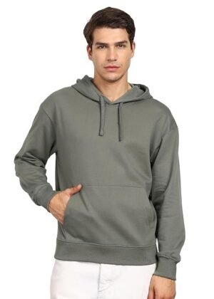 Men's Solid Oversized Hoodie, Sage Grey