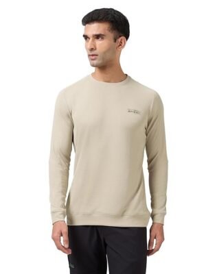 Men's Crew Neck Full Sleeve T-Shirt, Beige