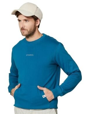 Men Crew Neck Sweatshirt, Teal Green