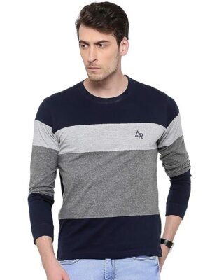 Men's Cotton Regular Fit T-Shirt, Grey/Black