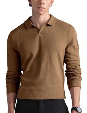 Men's Full Sleeve Polo T-Shirt, Brown
