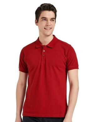 Men's Cotton Rich Solid Polo T-Shirt, Red