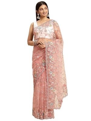 Weaved Saree for Women, Light Pink