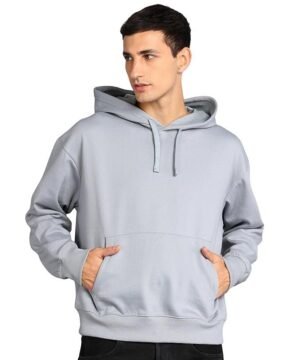 Men's Solid Oversized Hoodie, Grey