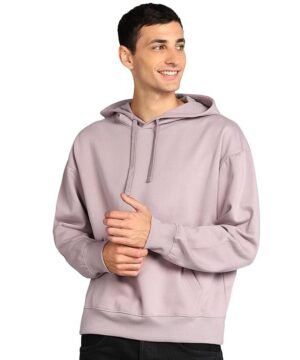 Men's Solid Oversized Hoodie, Light Purple