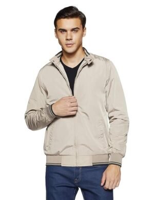 Men's Polyester Casual Jacket, Beige