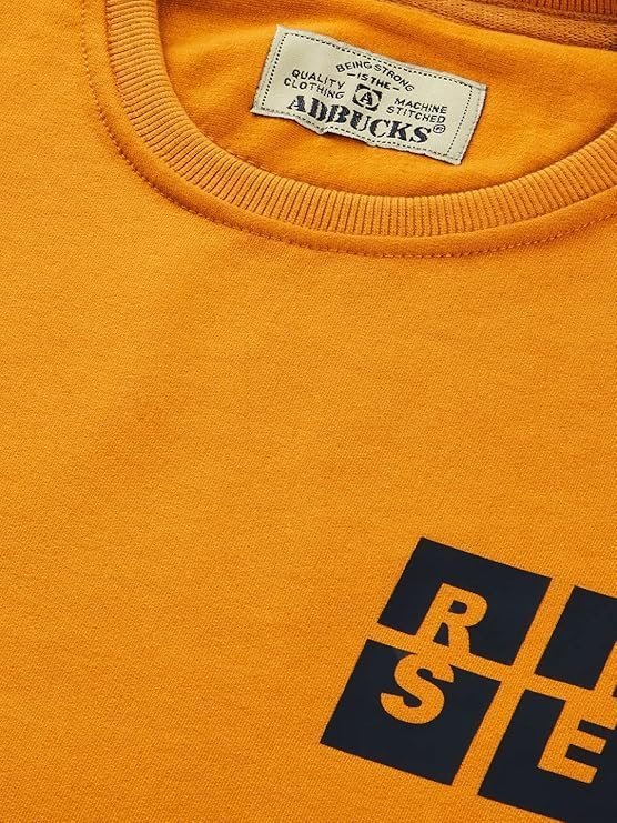 Men's Cotton Printed Winter Hooded Neck Sweatshirt, Yellow - Image 2