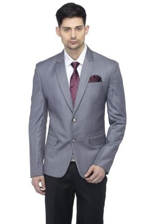Men's Slim Fit Notched Lapel Single Breasted Solid Blazer, Grey