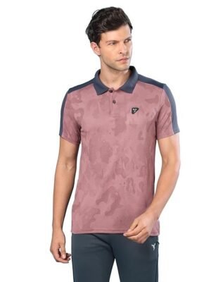 Men's Sporty Print Athleisure Polo T-Shirt, Multicolor